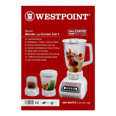 Westpoint WF-9492 Deluxe Blender, Chopper & Grinder 3 In 1 With Official Warranty