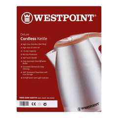 Westpoint WF-6171 Deluxe Cordless Kettle 1.8 Liter With Official Warranty