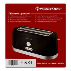 Westpoint WF-2528 Deluxe 4 Slice Pop-Up Toaster With Official Warranty