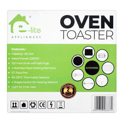 E-Lite ETO-653R Oven Toaster 65 Liter With Official Warranty