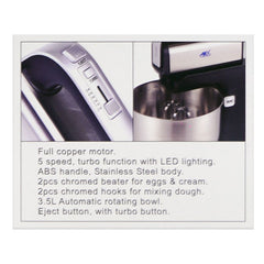 Anex AG-822 Deluxe Hand Mixer with Bowl With Official Warranty