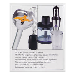 Anex AG-143 Deluxe Hand Blender with Egg Beater & Chopper With Official Warranty