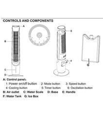 E-Lite ETF-003 Evaporative Cooler Tower Fan 42 Inches With Official Warranty