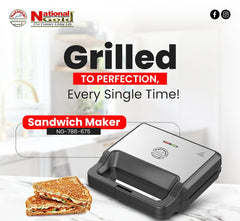 National Gold NG-786-675 Two Slice Sandwich Maker With Official Warranty