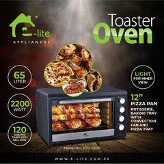 E-Lite ETO-653R Oven Toaster 65 Liter With Official Warranty