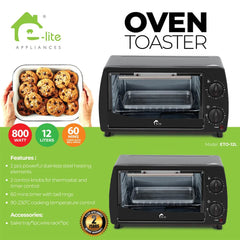 E-Lite ETO-12L Oven Toaster 12 Liter With Official Warranty