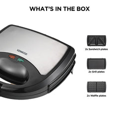 Kenwood SMM01 3 In 1 Sandwich,Waffle & Grill Maker 750W