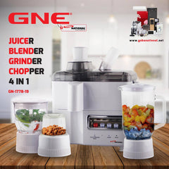 Gaba National GN-1778/18 Juicer Blinder Grinder & Chopper 4 In 1 With Official Warranty
